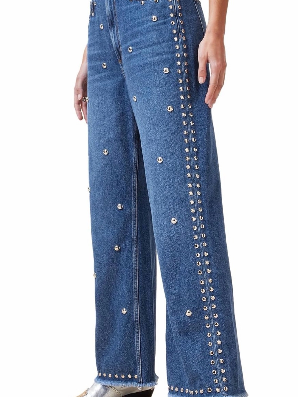 All Saints Blake Studded Wide-Leg Women's Jeans in Blue